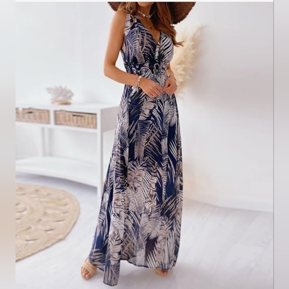 Elegant Tropical Maxi Dress